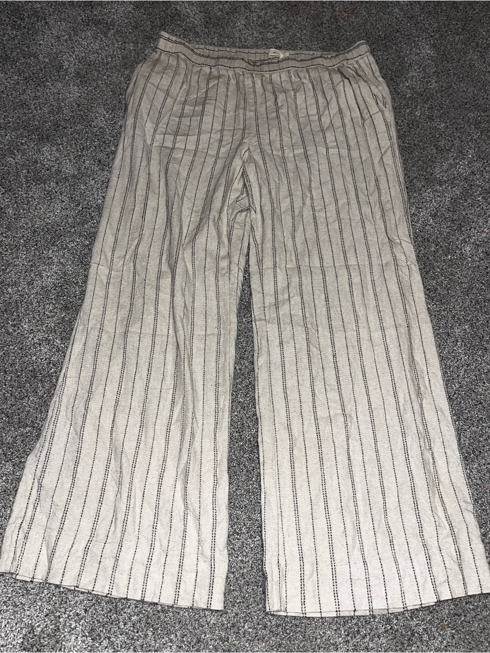 Faherty Monterey Pants Size Xl Wide Leg Bombay Stripe Linen Blend